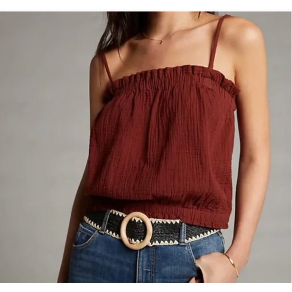 Maeve Anthropologie Women Knit Sweater‎ Medium Brown V-Neck Academia Sparkles